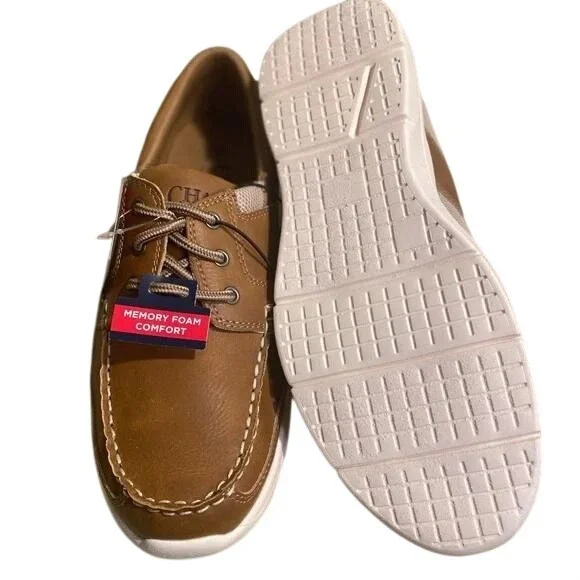 Chaps Mens Cognac Boat Shoes Mesh Panels Memory Foam Comfort Size 9.5 /#S26260 - Picture 4 of 6